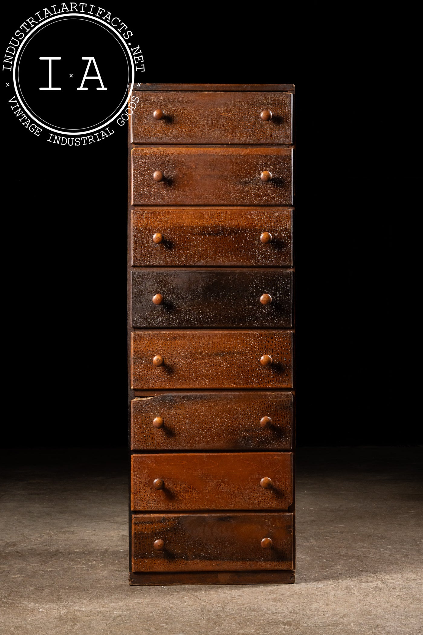 Antique Oak and Plywood Crazed Parts Cabinet