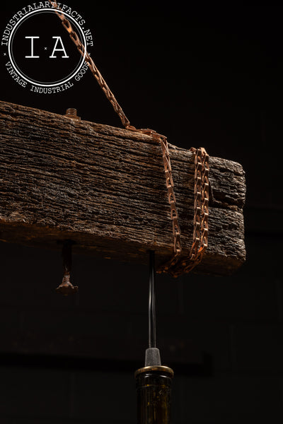 Reclaimed Bottle Chandelier with Rustic Beam Mount