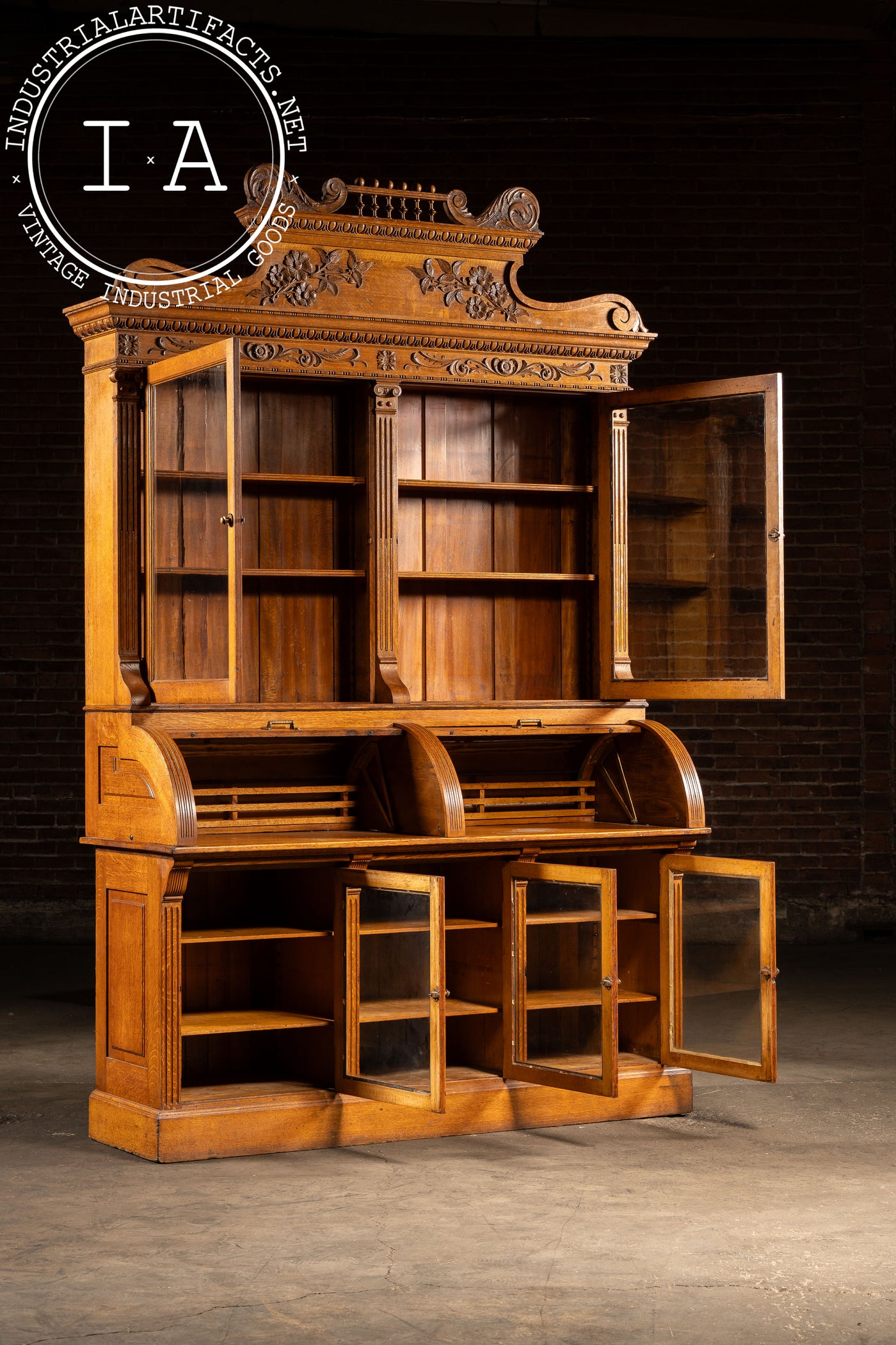 Antique Oak Jewelry Store Display Cabinet