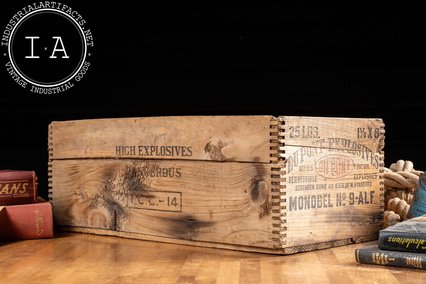 Vintage DuPont Monobel High Explosives Wooden Crate