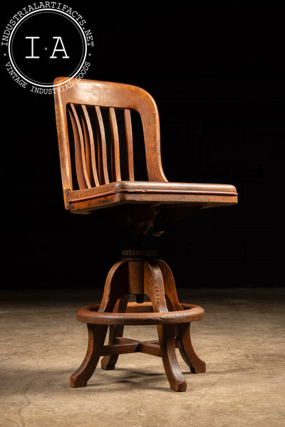 Vintage Wooden Bookkeeping Swivel Stool