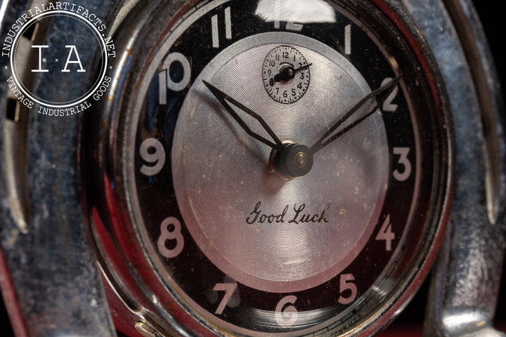 Vintage Chrome-Plated Horseshoe Clock by Lux – Industrial Artifacts