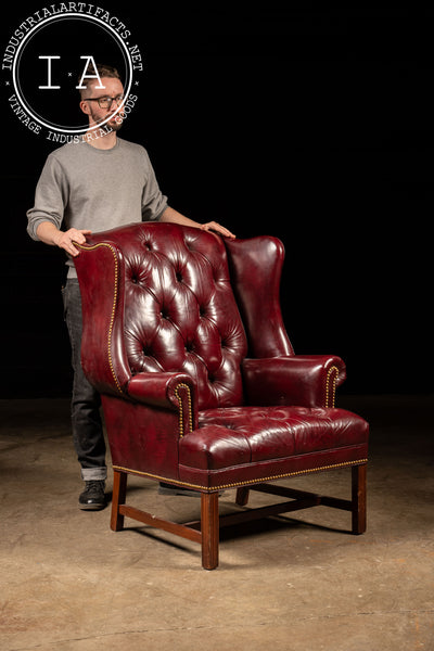 Vintage Tufted Leather Chesterfield Armchair in Burgundy