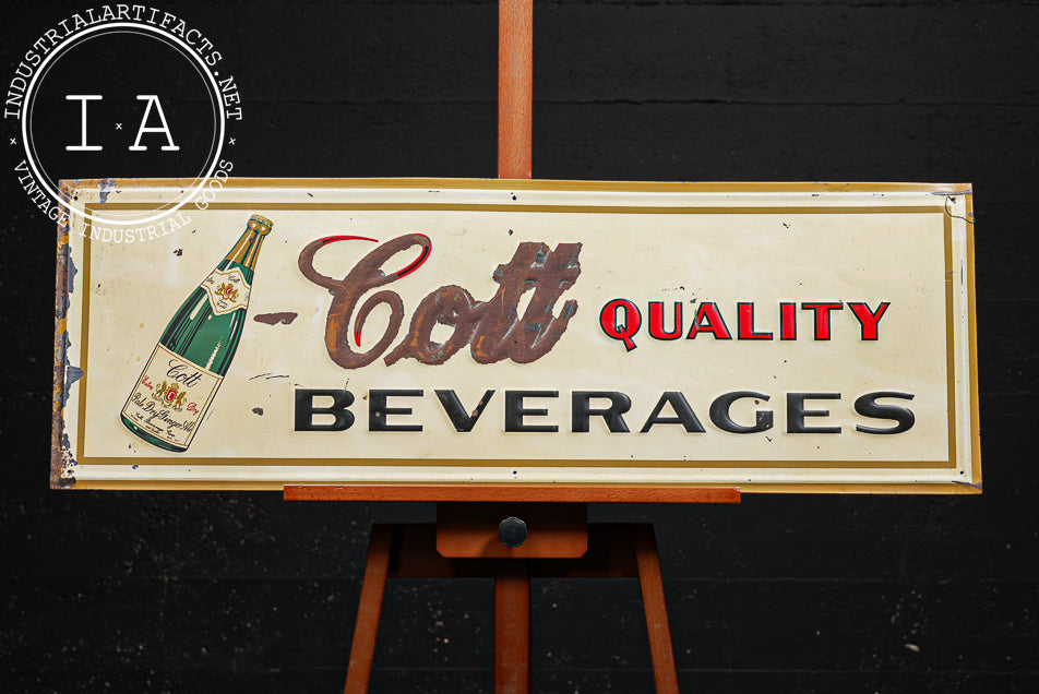 Vintage Cott Quality Beverages Embossed Tin Lithograph Sign