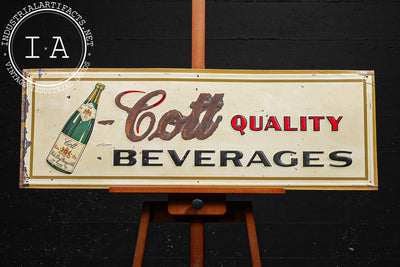 Vintage Cott Quality Beverages Embossed Tin Lithograph Sign