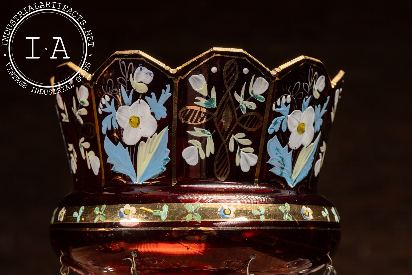 Pair of 19th Century Bohemian Ruby Glass Mantle Lusters with Prisms