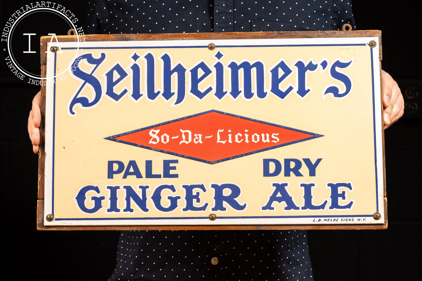 Vintage SSP Seilheimer's Ginger Ale Advertising Sign