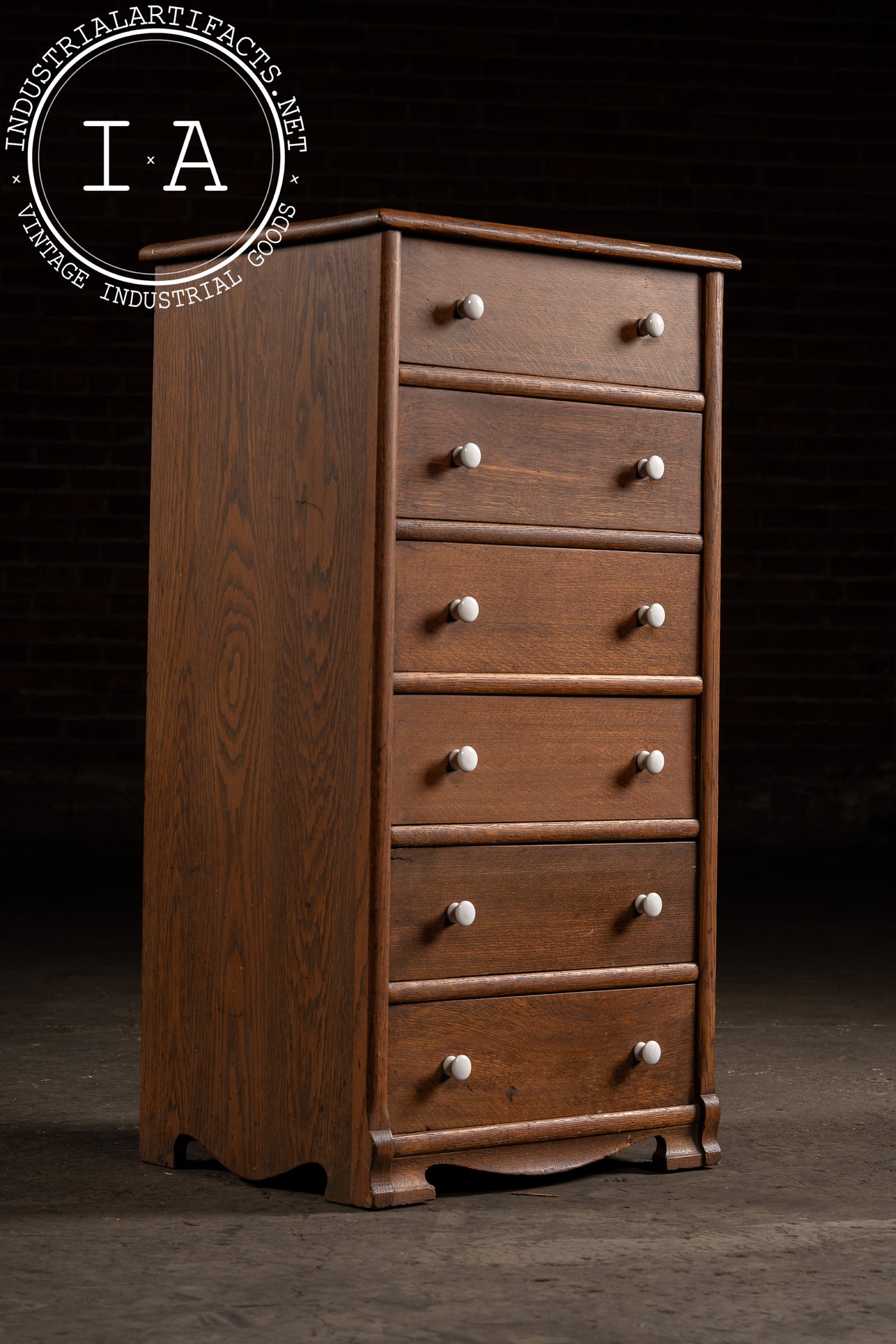 Vintage Oak Six-Drawer Swing-Out Cabinet