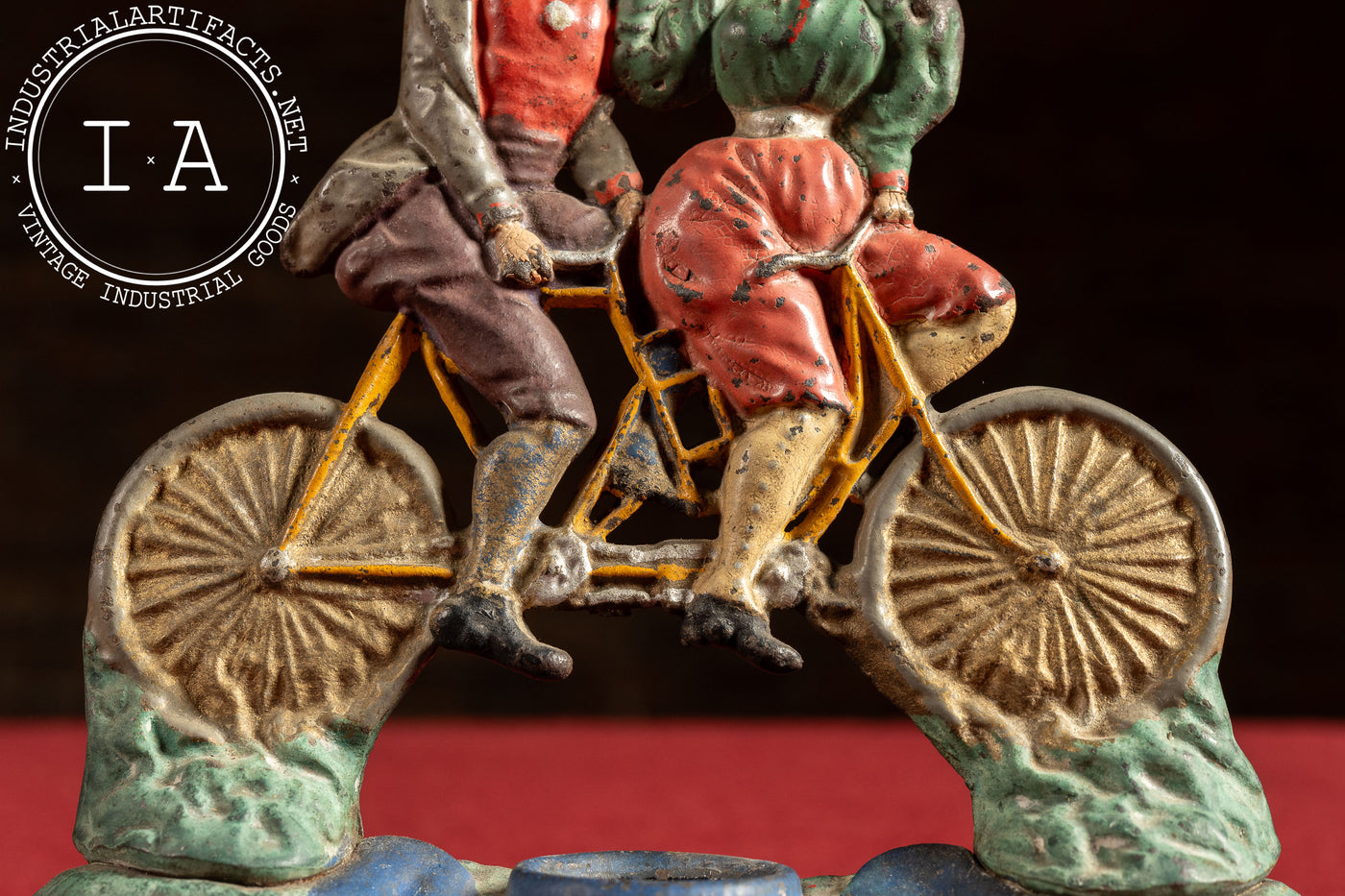 Late 19th Century Cast Iron Tandem Bicycle Couple Inkwell Base