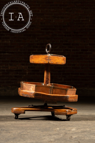 Early 20th Century Copper & Wood Rotating Cobbler’s Parts Bin
