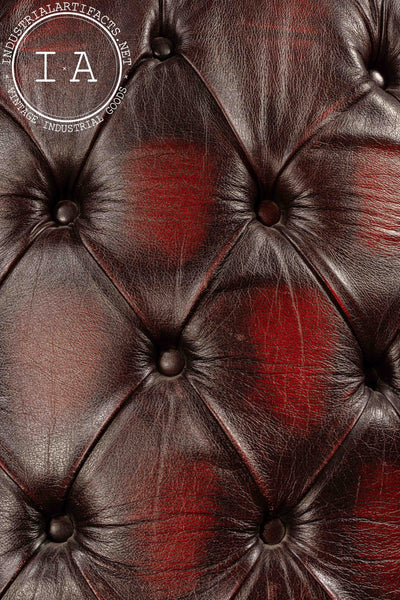 Vintage Tufted Leather Chesterfield Armchair in Oxblood