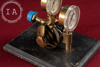 Vintage Brass Torch Gauge Demonstrator with Dual Gauges by NCG