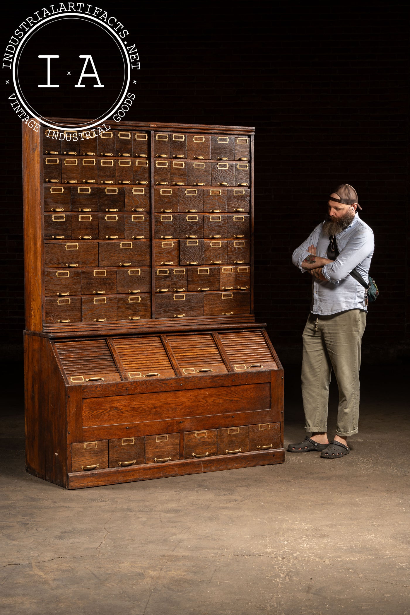 Early 20th Century Oak Parts Cabinet by W. C. Heller