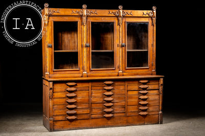 Early Walnut Stepback Apothecary Cabinet