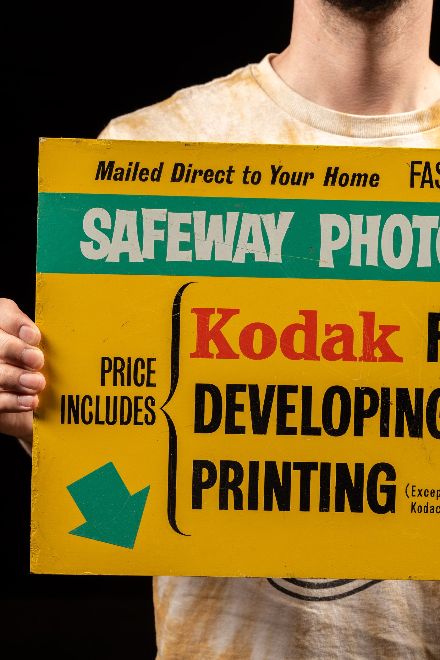 Vintage Double-Sided Safeway Kodak Film Developing Sign