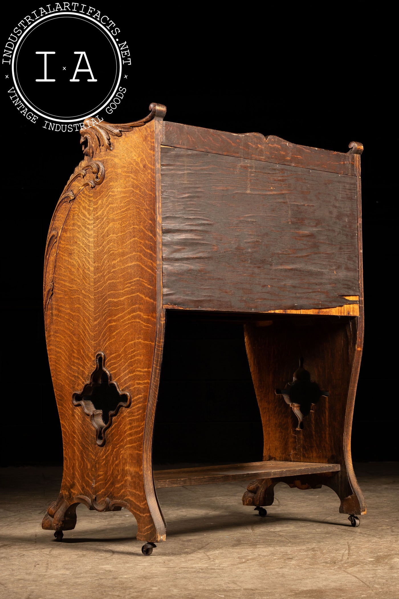 Late 19th Century Oak Green Man Slant-Lid Desk