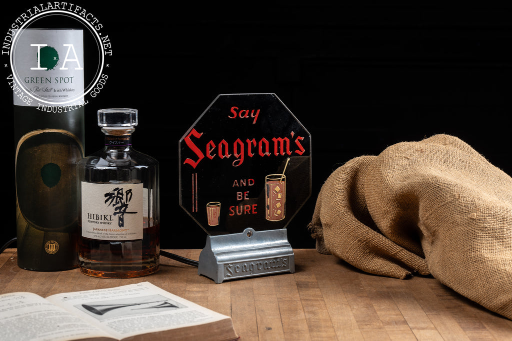 ヴィンテージ　Seagram's 100 Pipers テーブルランプ Vintage Lighted and Reverse-Painted Glass Seagram's Sign