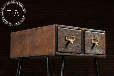 Antique Oak Card Catalog Side Table by Library Bureau