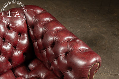 Vintage Tufted Leather Chesterfield Sofa in Burgundy