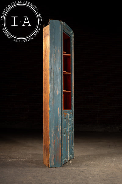 Primitive Chippy Corner Cupboard in Blue