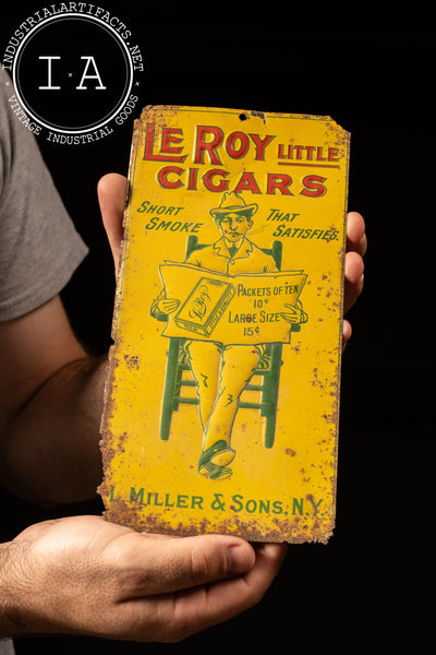 Antique Leroy Little Cigars Embossed Tin Sign