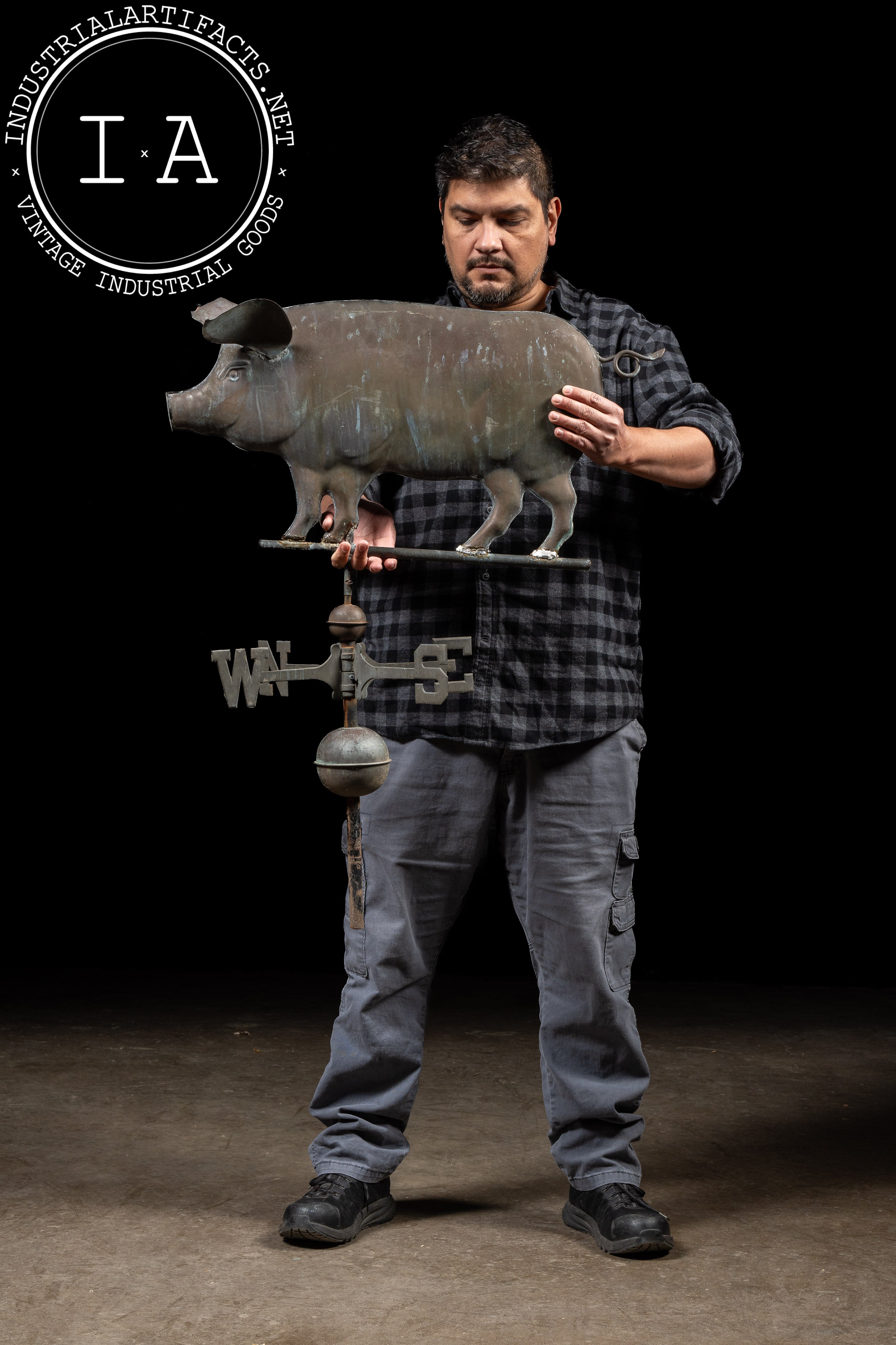 Antique Copper Pig and Directionals Weathervane Set – Industrial Artifacts