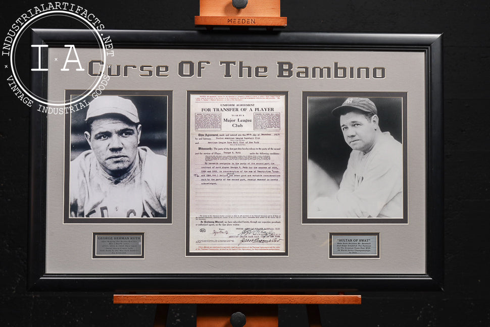 Vintage Framed “Curse of the Bambino” Babe Ruth Display