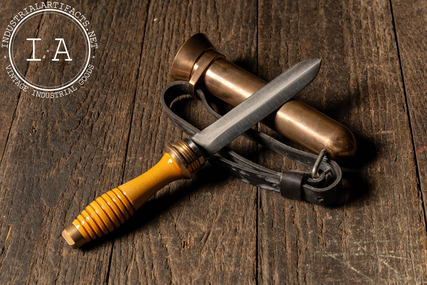 WWII-Era Serrated U.S. Navy Diver’s Knife with Defensive Sheath by DESCO