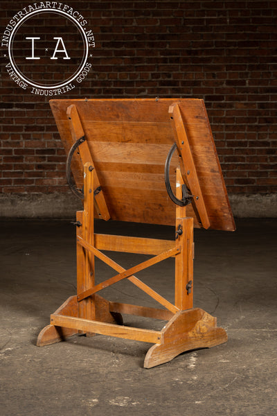 Small Antique Adjustable Wooden Drafting Table