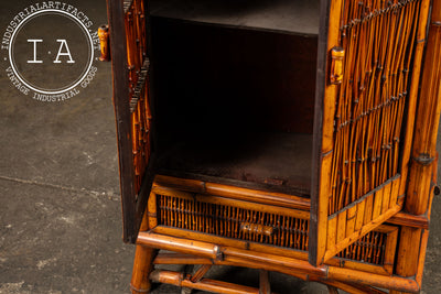 Early 20th Century Bamboo and Cane Armoire