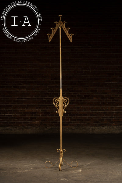 Vintage Gold-Painted Adjustable Floor Candelabra