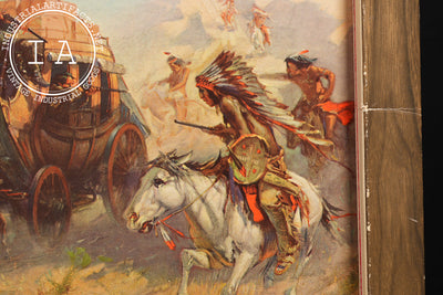 Vintage "Attack on the Overland Stage" Self-Framed Budweiser Advertising Print