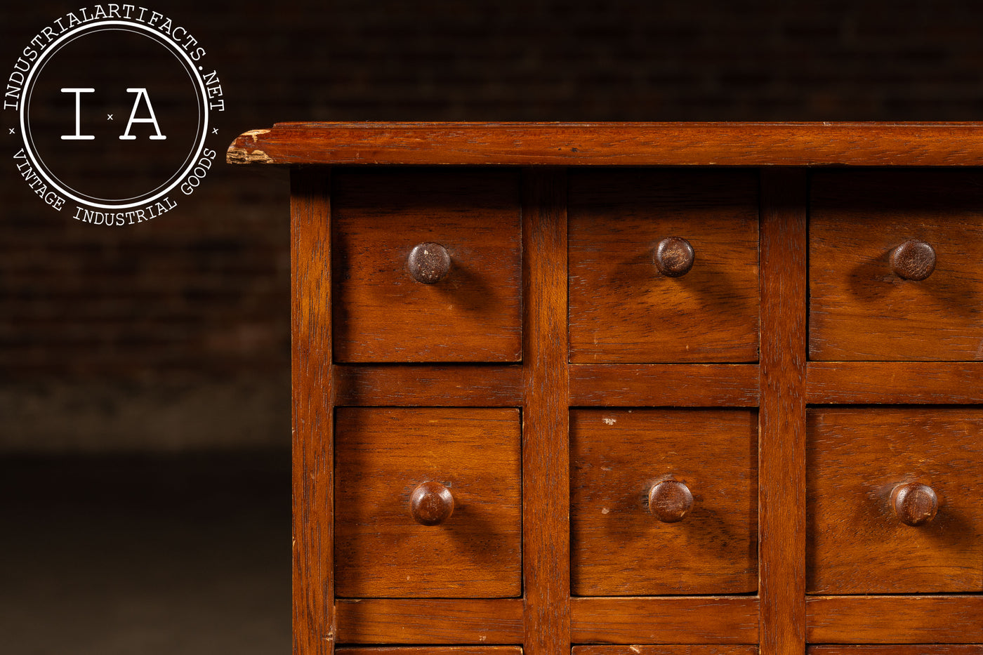 Early 20th Century 18-Drawer Apothecary Cabinet on Cabriole Brass Stand