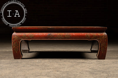 Early 20th Century Southeast Asian Wooden Coffee Table with Floral Accents