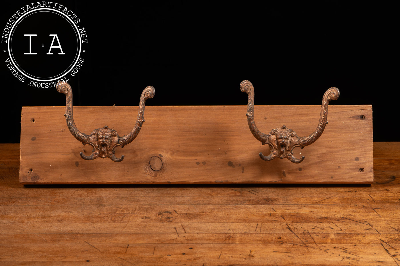 Pair of Mounted Art Nouveau Figural Coat Hooks