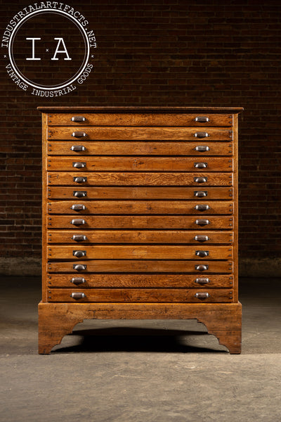 Massive Early 20th Century Oak 13-Drawer Flat File Cabinet