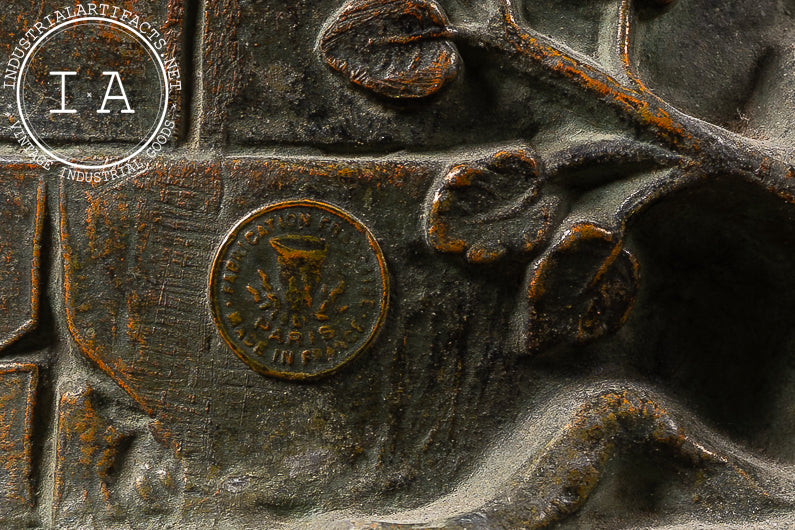 Art Nouveau Figural Lamp with Uranium Glass Shade by Anglade