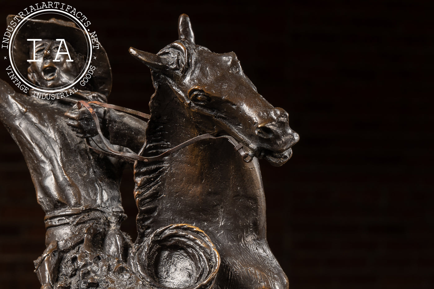 Smokin' Up | 1903 C. M. Russel Bronze Statue on Plaque, Signed and Dated