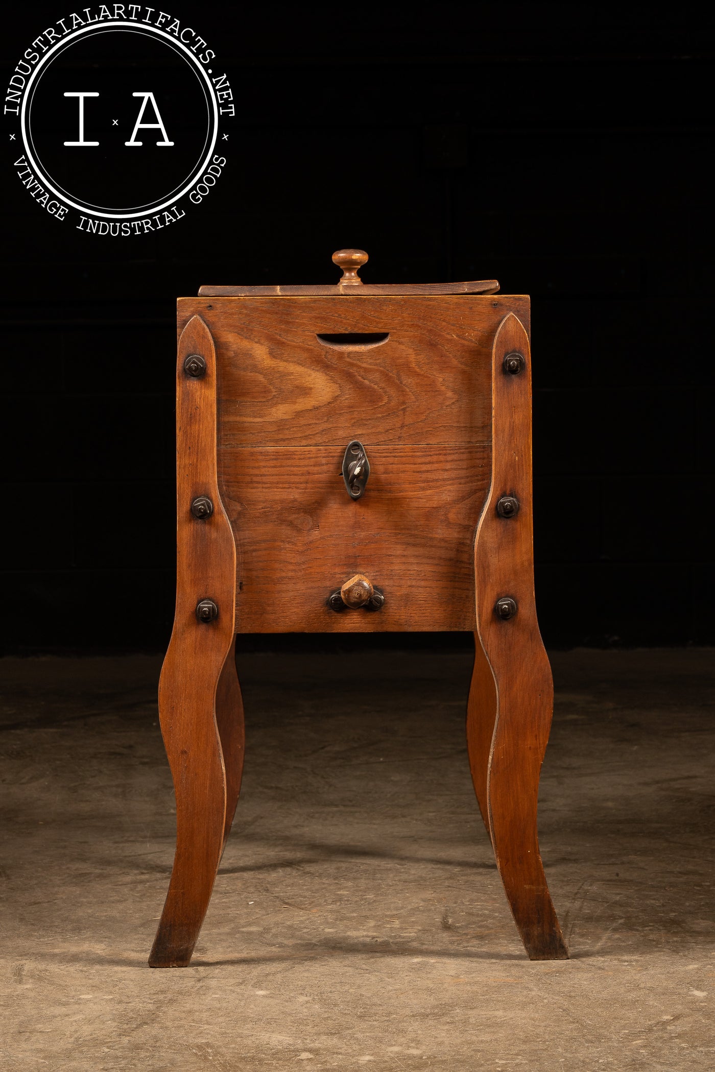 Late 19th Century Self-Standing Wooden Butter Churn