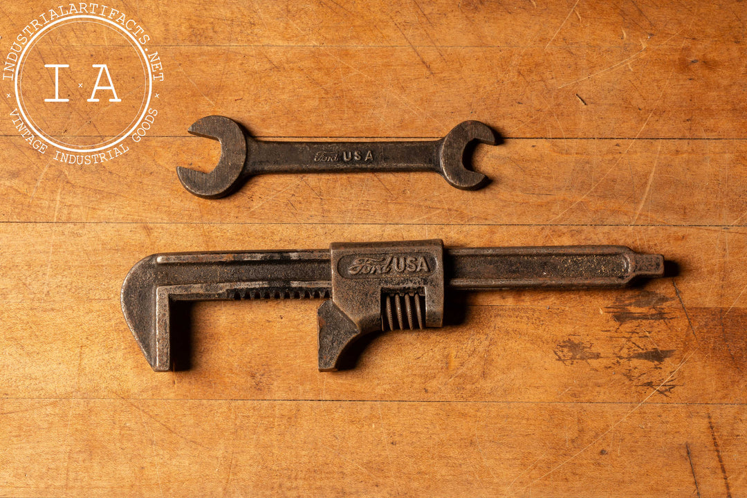 Set of Two Vintage Ford Wrenches Industrial Artifacts