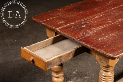 Primitive Painted Pine Harvest Table