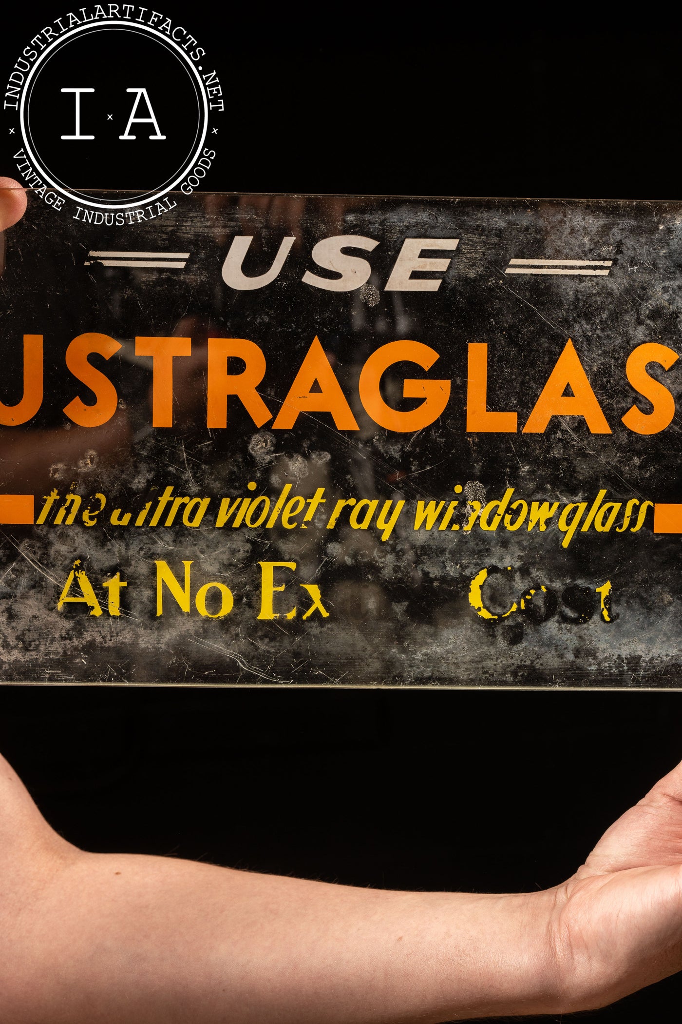 Vintage Lustraglass Advertising Sign