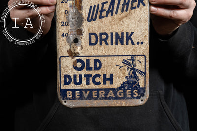 Vintage Old Dutch Root Beer Tin Litho Thermometer Frame