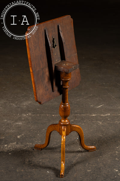 Antique Flamed Maple Tilt-Top Table on Tripod Base with Tiger Grain