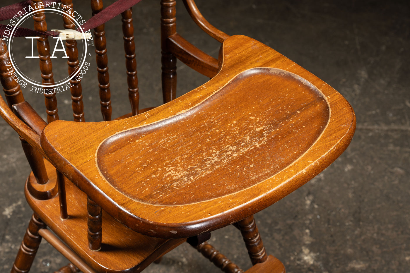 Early 20th Century "Jenny Lind" Wooden Spindle-Back Childrens High Chair