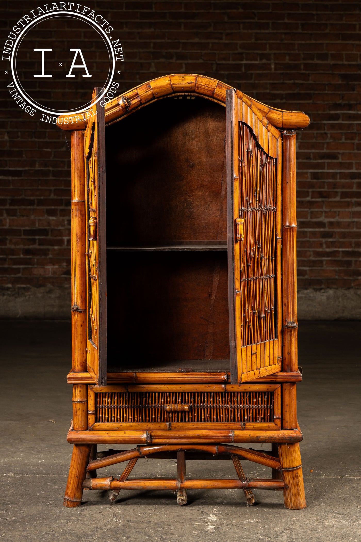 Early 20th Century Bamboo and Cane Armoire
