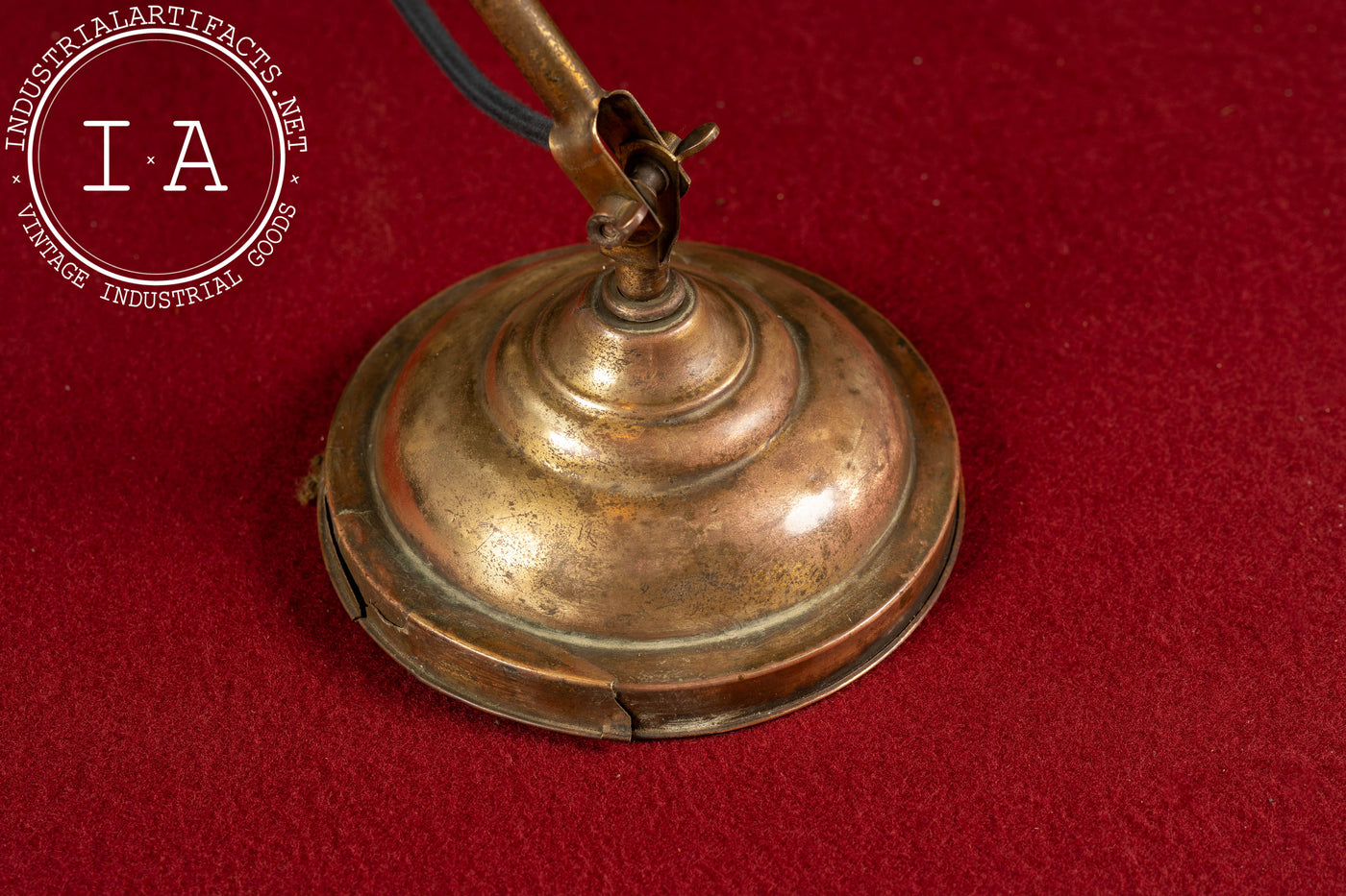 Early 20th Century Brass Articulating Desk Lamp with Dome Shade by Faries