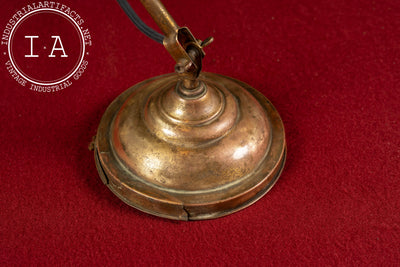 Early 20th Century Brass Articulating Desk Lamp with Dome Shade by Faries