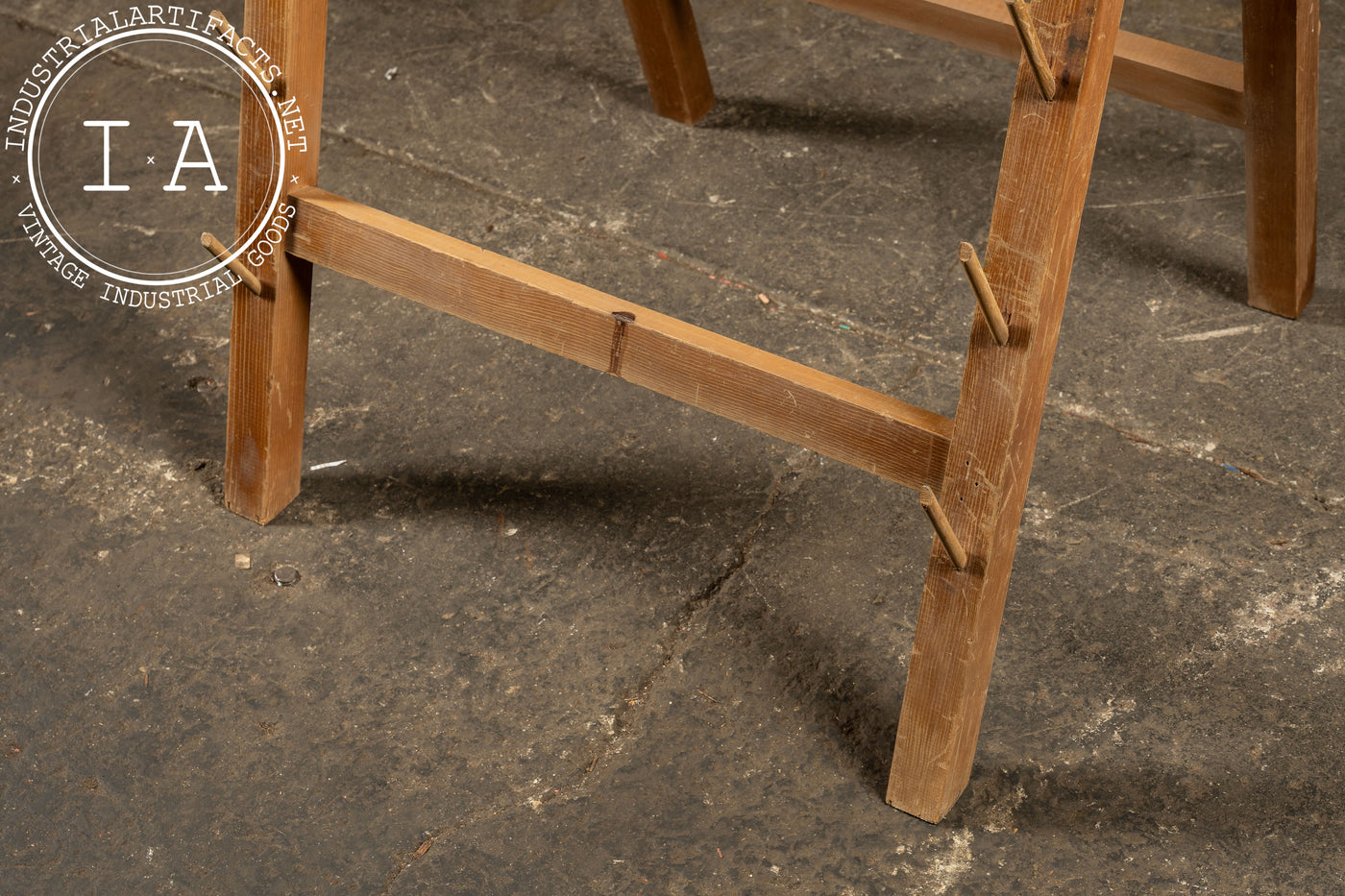 Antique Wooden A-Frame Drying Rack with Pegs