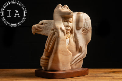 Native American Amalgamation Alabaster Sculpture by B.V. Redmoon